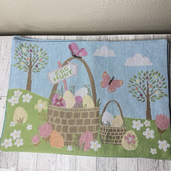 Blossom Blooms Other - Easter Bunny Egg Hunt  Basket Pastel Placemats Set Of 4